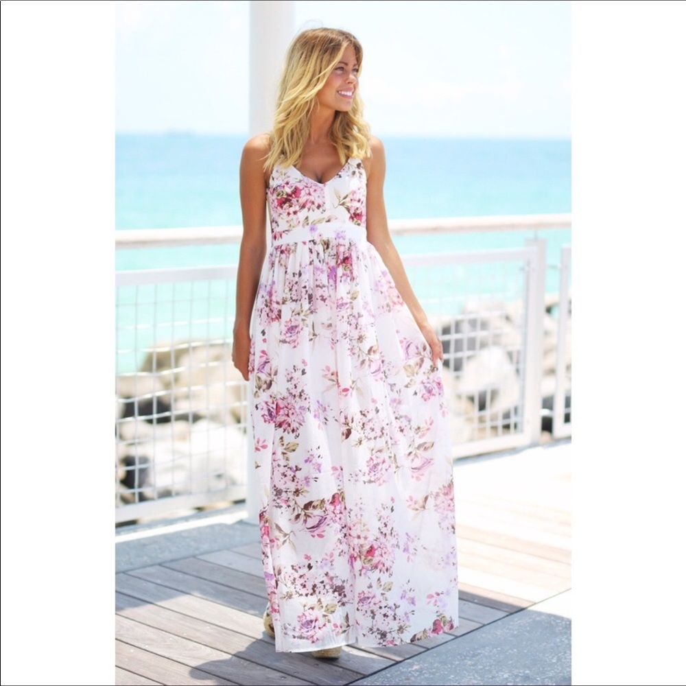 sale! White floral maxi